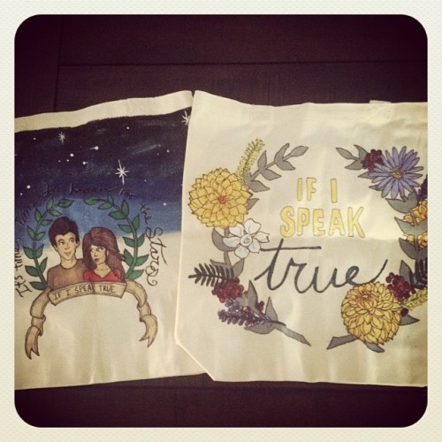 Absolutely AMAZING. I asked @punkprojects to design a tote for the IF I SPEAK TRUE blog tour next month—wanted to put one in the giveaway—and she made TWO!!! Now how do I decide which one to keep? Ahhhhh!!! THANKS SO MUCH, @katiebug92! :D LOVE THEM!!! #IfISpeakTrue #YA #DahliaandRowan #flowers #Flora