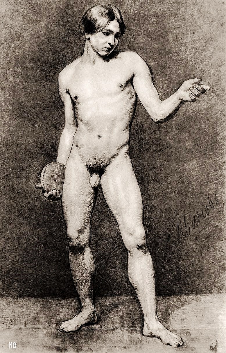 Standing Male Nude. 1912. Andrei Ivanov. Russian. 1806-1858. charcoal on paper.
http://hadrian6.tumblr.com