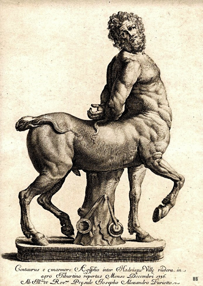 The Old Centaur from Hadrian&#8217;s Villa. 1738.Giovanni Girolamo Frezza. italian 1659-1741. engraving/etching. British Museum. UK.
http://hadrian6.tumblr.com