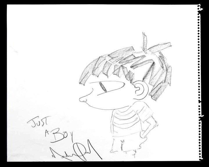 cartoon sketch by Michael Jackson titled &#8220;Just A Boy&#8221;