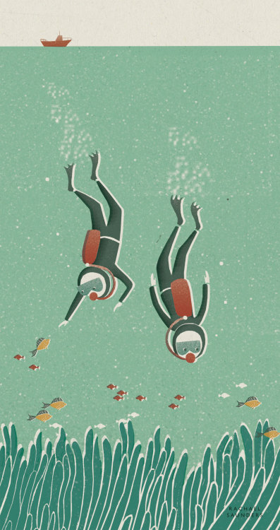 This is a card I designed for my auntie who is nuts about diving.