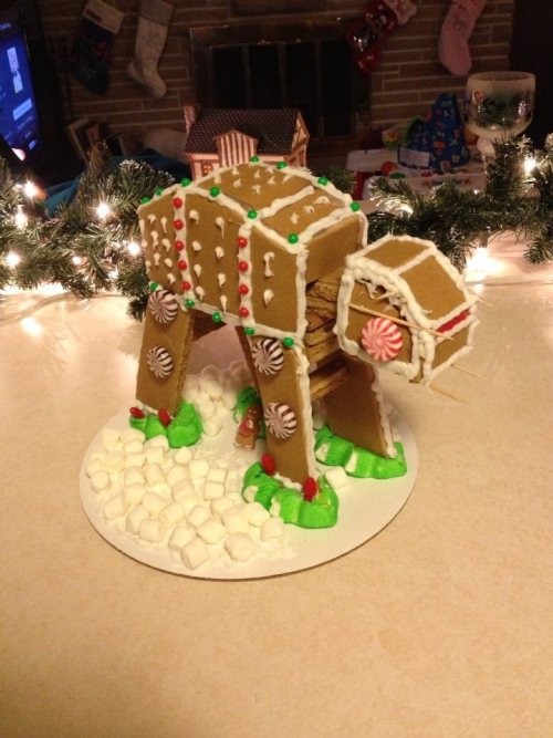 Gingerbread AT-AT my brother constructed.