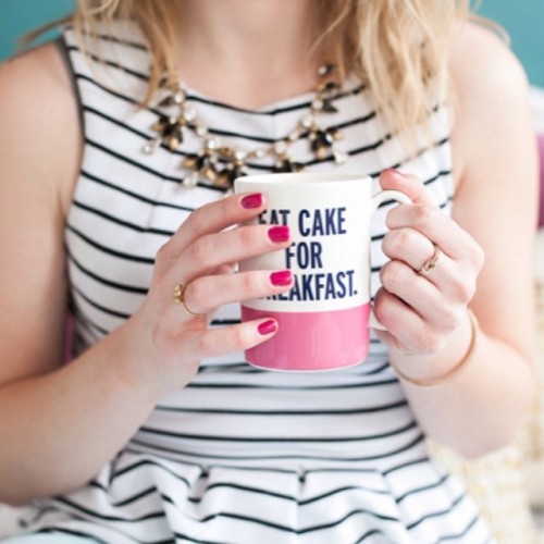 I mean, why not? 🍰 @prettyandfun on GG today. Photo by @jenn_kathryn #eatcakeforbreakfast #katespade #onggtoday #styleathome