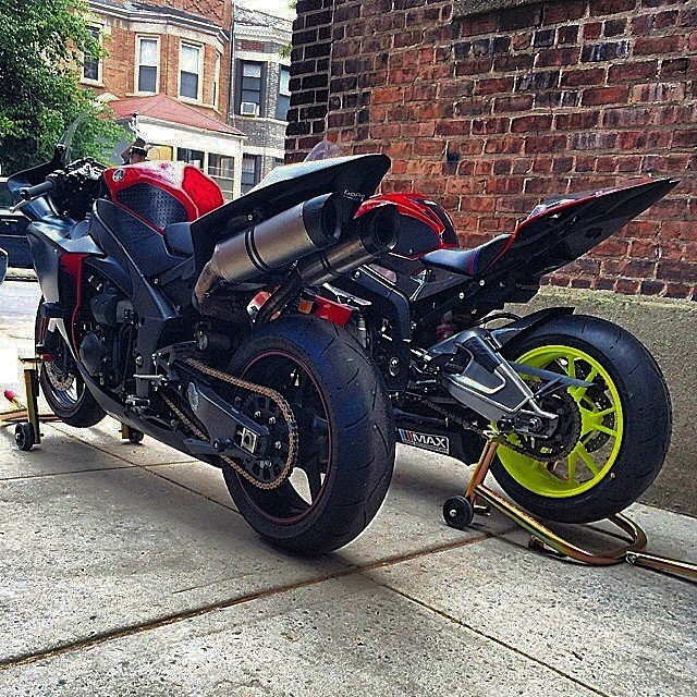 bikeswithoutlimits:><br />From Behind Now! @ramz_88 Double Dose! #BikesWithoutLimits #bmw #yamaha<br />