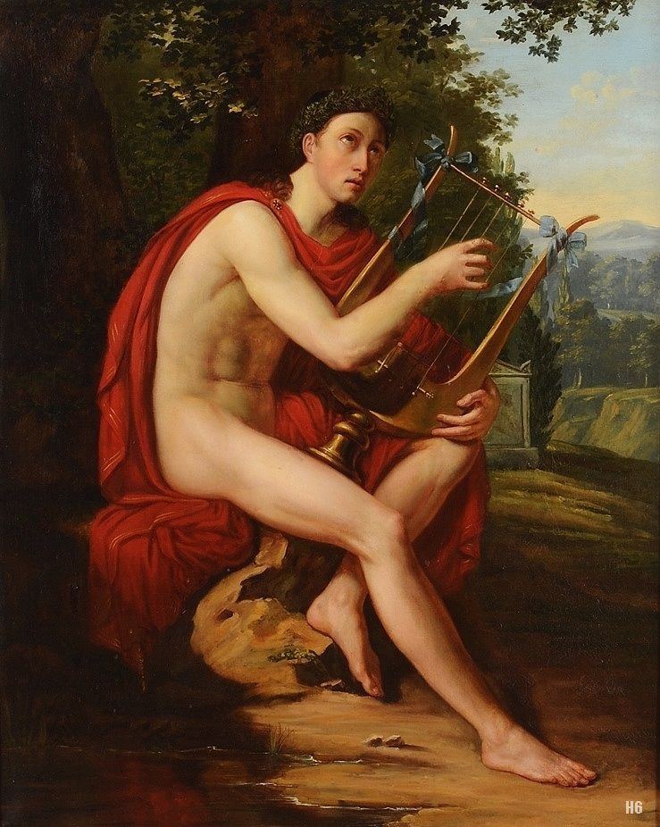 Apollo Playing the Lyre. 1825-30.Charles Philippe Lariviere. French 1798-1876. oil/canvas.
http://hadrian6.tumblr.com