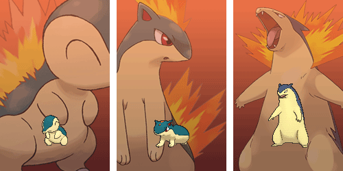 Image result for Cyndaquil, Quilava, Typhlosion gif