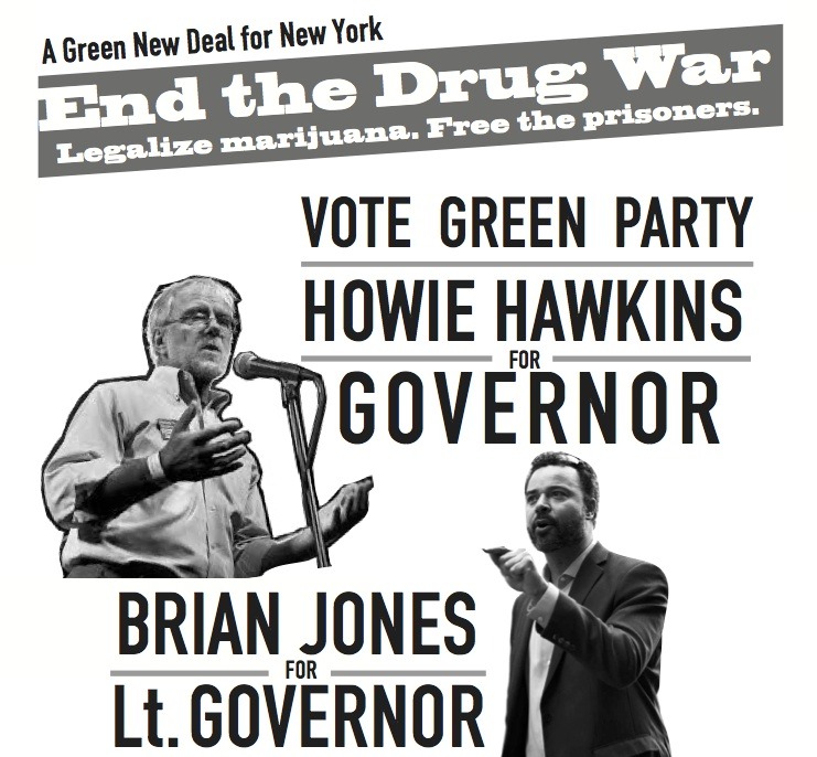 Come and join the Howie Hawkins/Brian Jones Green Party Campaign for Governor &amp; Lt. Governor of New York State as it launches its New York City Campaign Committee.
The Hawkins/ Jones campaign is building a team of activists here in NYC, looking to bring the fight to Andrew Cuomo into the Five Boroughs!  
This campaign is calling for progressive taxation of the rich, equitable funding and desegregation of our schools, ending the criminalization of drug use, single-payer health care for NY state, the development of green energy infrastructure, and more! Read our platform here.
Now is the time to build a campaign that can give political voice to the working class communities across New York City, that can strengthen our movements and take another crucial step toward building a political party independent of corporate interests and the 1%.
We need your help building this campaign across New York City &#8212; join us!
(Pizza and refreshments provided. Donation encouraged.)


WHEN
June 12, 2014 at 6pm - 8pm


WHERE
CUNY Grad Center 365&#160;5th AveRoom #5409 &#8212; sign in w/ ID at front deskNew York 10016CONTACT
Julian · julerro@gmail.com


RSVP online here.

