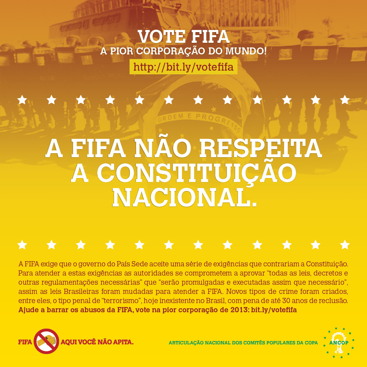 A FIFA manda até nas nossas leis! Assim não dá&#8230; VOTE: http://bit.ly/votefifa