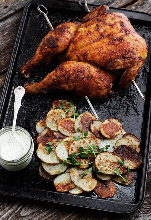 wistfullycountry:

Piri Piri Roasted Chicken with Potatoes w/Green Chili Dressing | Seasons and Suppers on We Heart It.
