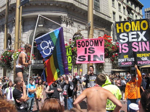 Homophobic Christian protesters