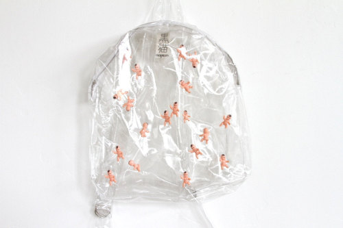 Clear plastic bubble backpack with babies by Napkin Items