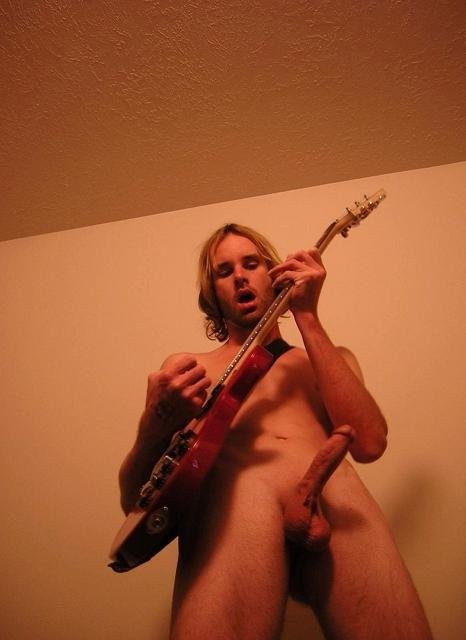 Naked guitarist
