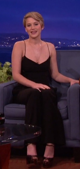 Jennifer Lawrence spotted on Conan wearing $627 Brian Atwood Tribeca ...