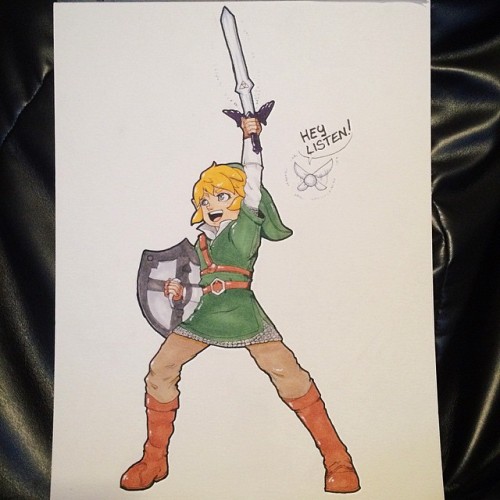 End of inktober victory! It was so much fun doing this everyday and I&#8217;m gonna miss it, but it also feels good to have it all done. Bitter sweeeet! Hey listen!!! #inktober #inktober2GO #drawing #mine #zelda #link #loz #legendofzelda #saiyaaaaa