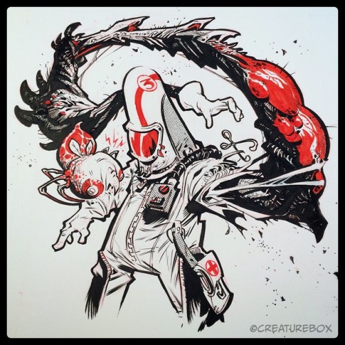 #inktober Day 26: Contagion. Pen, brush, nib and FW red ink.