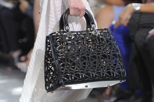 The dior &#8216;Lady&#8217; handbag received an update today, executed in a web-like design #PFW