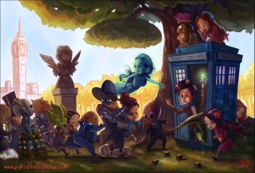 a pretty sweet take on Dr. Who and those he has crossed over his time by the talented Patrick Ballesteros