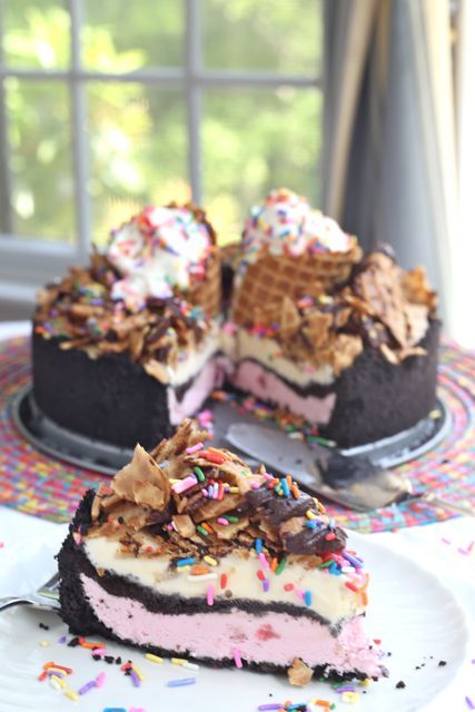 ice cream cone explosion cake.