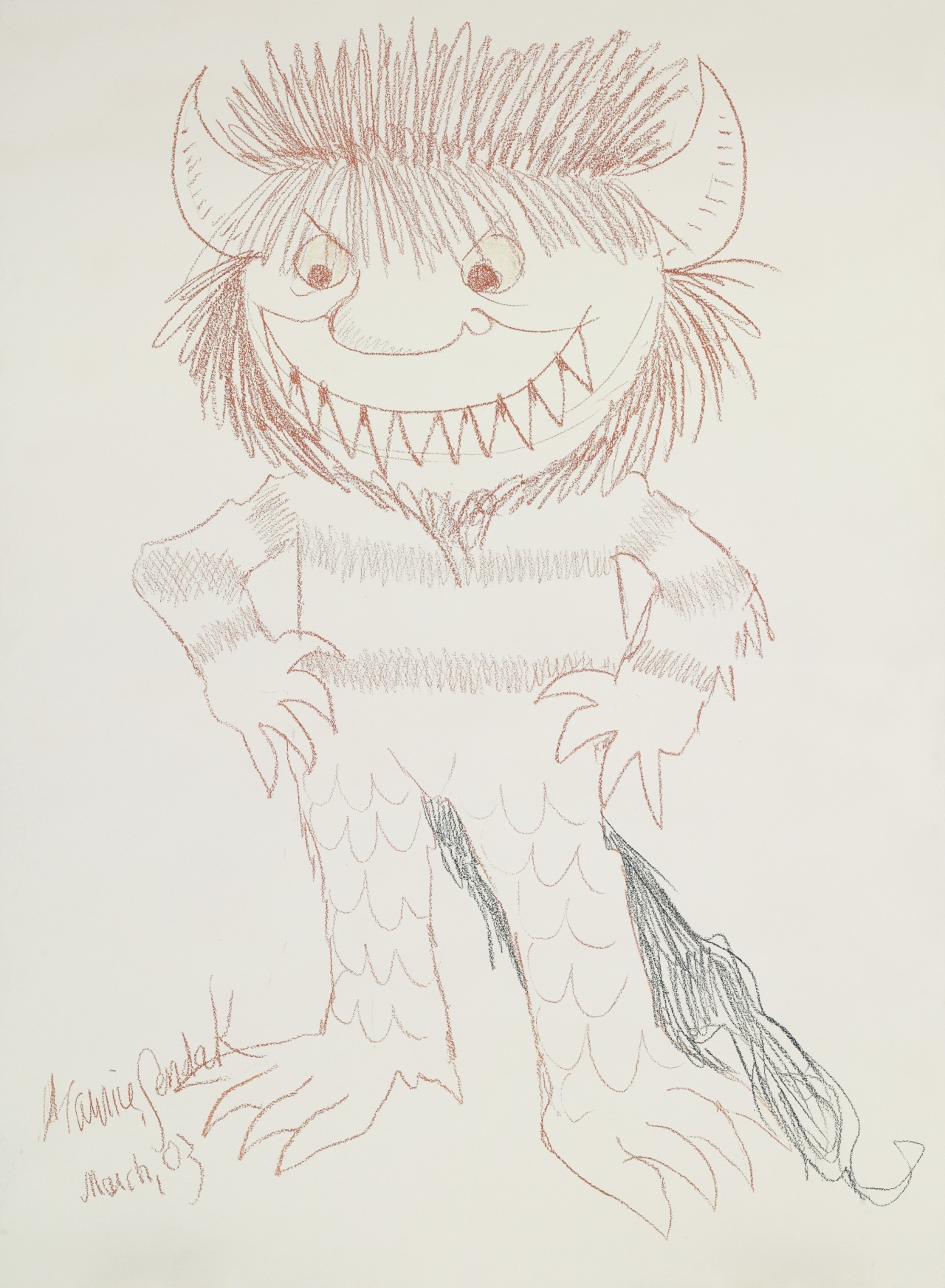SENDAK, Maurice (1928-2012). "Moishe" from Where The Wild Things Are, 2003.<br />Fine Printed Books and Manuscripts Including Americana