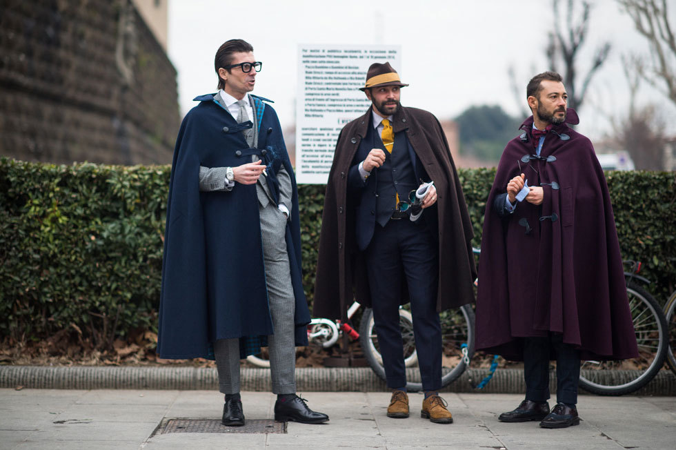 A caped trio in Florence on day 2. 
Photograph by Adam Katz Sinding. 
