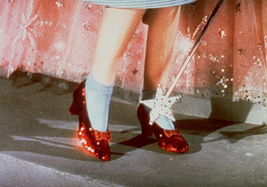 sparkly red shoes, Dorothy in The Wizard of Oz