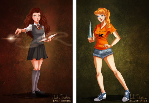 Belle as Hermione Granger and Cinderella as Annabeth Chase