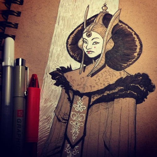 #inktober day 22! A commissioned #sketch of the newly elected queen of naboo. #starwars #amidala #padme #fanart #episode1