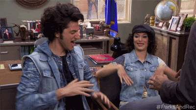 John-Ralphio and Mona Lisa wear a lot of demin, and making up and down hand movements