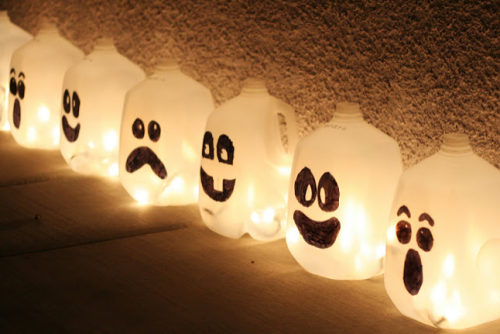 Glowing Halloween ghosts! Learn to make them with just a few materials here: http://www.pbs.org/parents/crafts-for-kids/glowing-ghost-jugs/