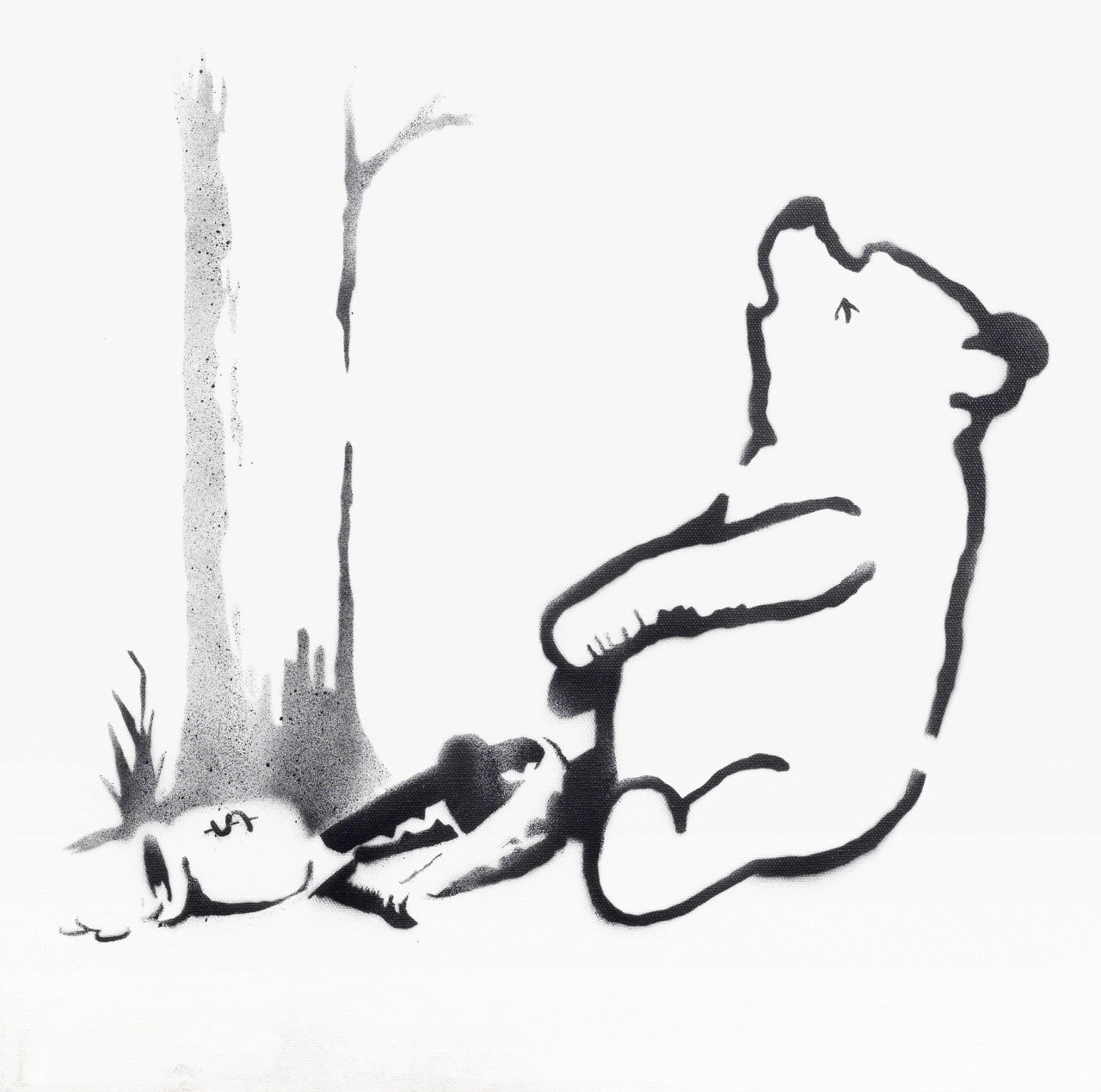 
GRAFFITIS. Pooh Bear. Exposición retrospectiva no autorizada del artista grafitero Banksy presenta 70 obras de arte en Londres. Banksy es el más famoso por su anárquica obras de graffitis de contenido social que aparecen en la arquitectura de la calle sin previo aviso en Gran Bretaña. (AP)