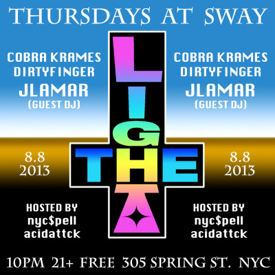 Thurs: #THELIGHT W/ @cobrakrames @DIRTYFINGER + guest dj @Jlamarwashere! Hosts: @nycspell & @acidattck #DANCECVLT  
Lovin’ our weekly party at Sway. We wil house you, bass you, club you… you will dance. Jlamar is a favorite, check a mix:


($¡₵K $∆D) ₩☮®LD B∆$$ M¡X by Jl∆M∆R on  Mixcloud
21+ No Cover 305 Spring (Get Facebooked)