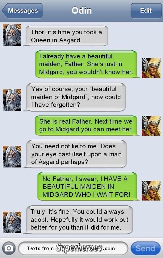 Odin Wonders If Thor's Girlfrinend is Real - Texts From Superheroes