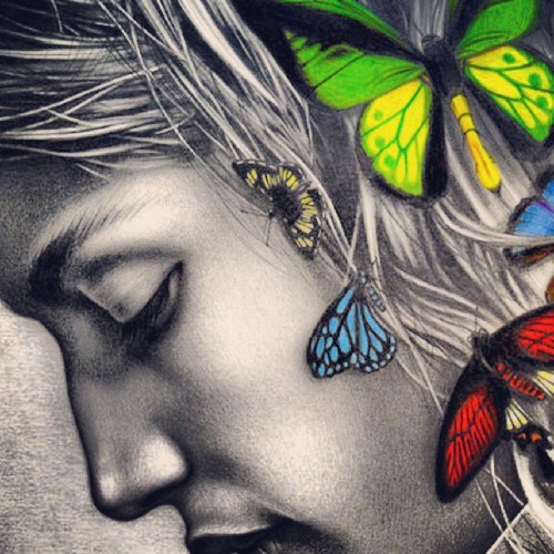 #women and #butterfly autor unknown anonymous #devianart #design #artists_community #arte #art #beautiful #draw #color