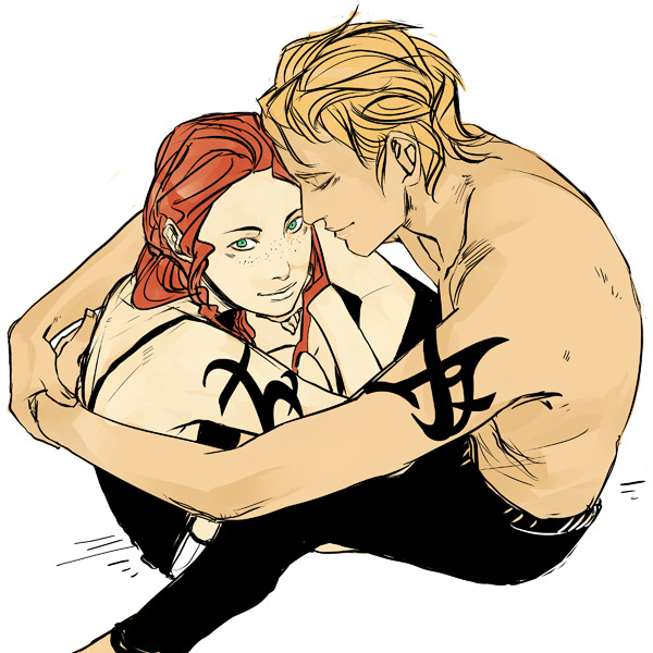 Drew some good &#8216;ol Clary and Jace! (TMI written by @CassieClare )