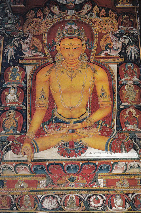 iheartloons:

Ratnasambhava, Shalu monastery mural, after Kossak and Casey Singer, 1999 from Roberto Vitali, Early Temples of Central Tibet
