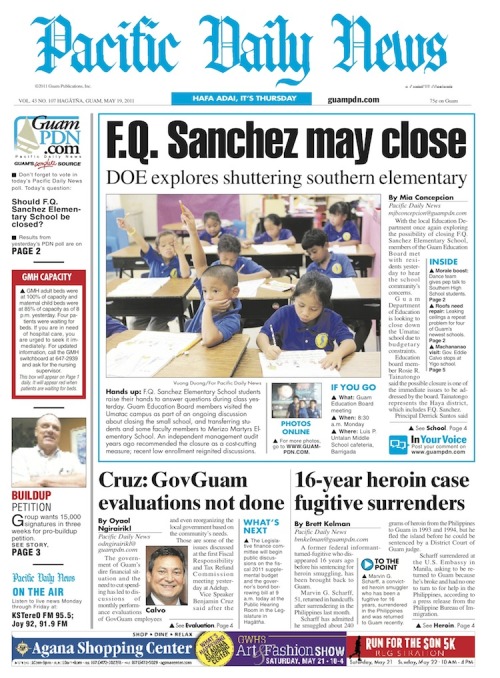 Cover of the 'Pacific Daily News'