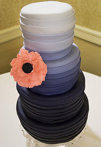 ombre striped wedding cake