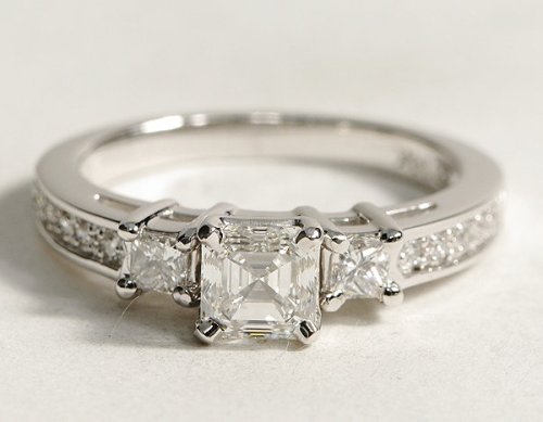 ... diamond engagement ring set with a 1.60 carat Asscher-cut diamond