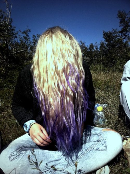 Blonde Hair with Purple Tips