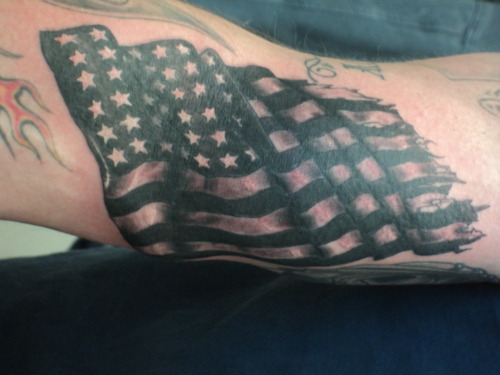 American Flag Black and Gray Tattoos