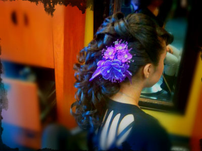 Quincenera" Sweet 15 (Side Do with Curls & a hump at front with bangs ...