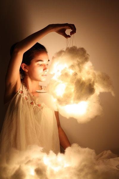 nigetai:

t
toxcatl:

stale-brain-cake:

lolololori:

Cloud Lights - First, you need some cotton batting, a paper lantern, and three flameless candles, the type that Glade sells. Pull at the cotton batting until it looks fluffy, light, and cloud-like. Then, hot glue it to the outside of the paper lantern in various places. Make sure it´s fluffed to your liking, then light the lights and stick them inside. Hang the lantern wherever you´d like.



