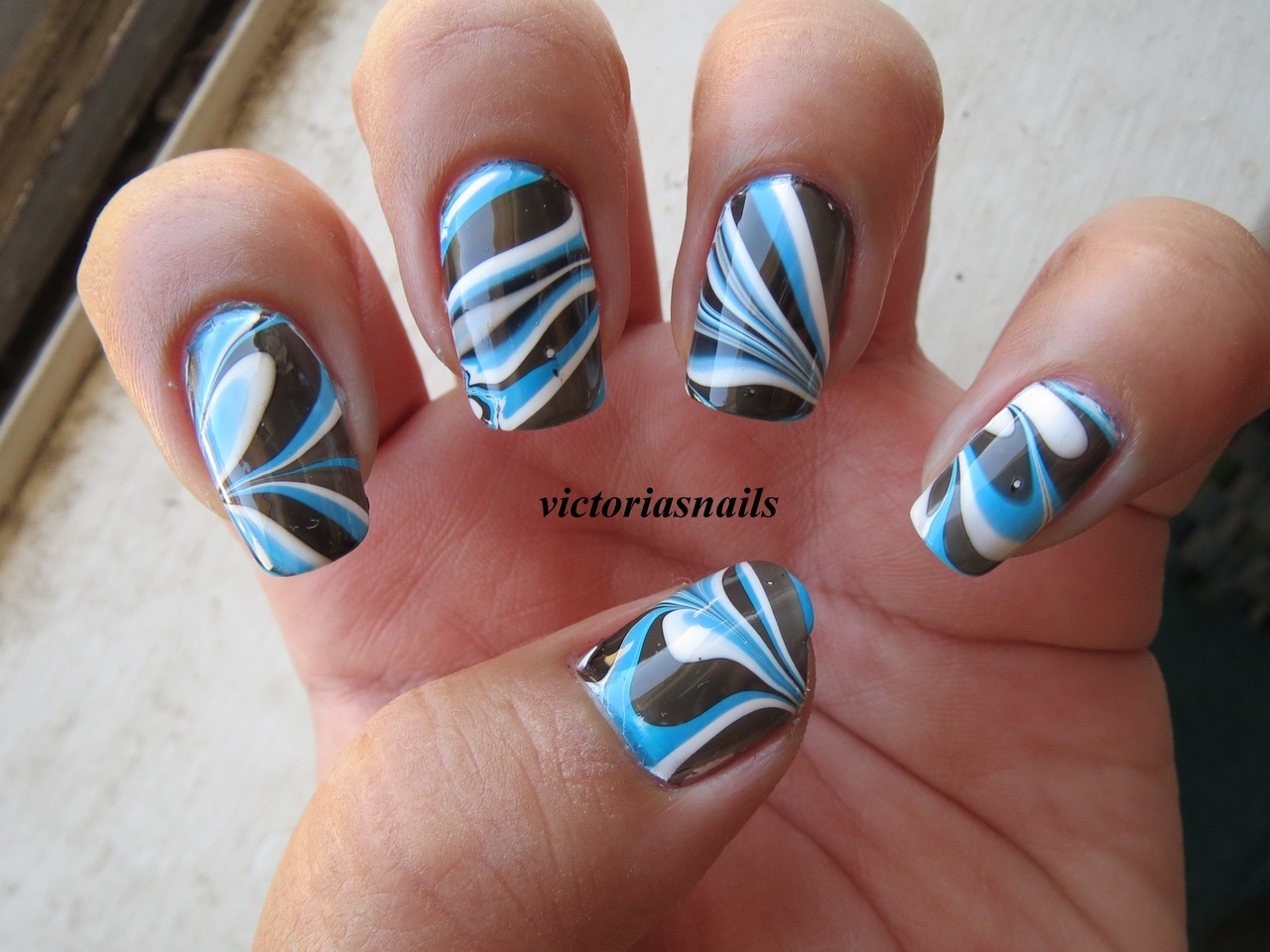 Victoria39;s Nails // Water Marble! Colors used: Wet N’ Wild  French 
