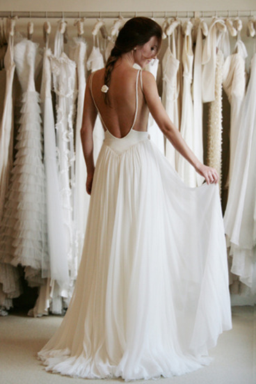 backless wedding dress #backless dress #wedding dress #chiffon
