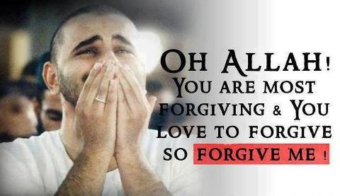 Oh Allah Forgive Me (Du`a’ on Photo of Praying Muslim Man)[The Internet Islamic Art Database]
Oh Allah! You are the Most Forgiving &amp; You love to forgive, so forgive me!

اللهم إنك عفو تحب العفو فاعفو عنّي
