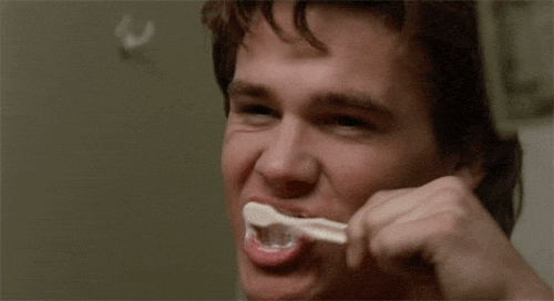 Image result for gif of a man brushing teeth