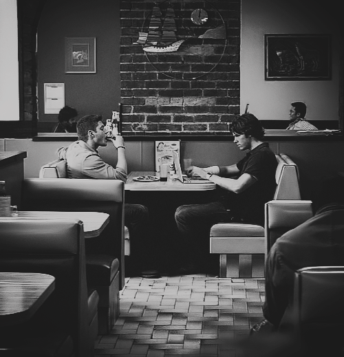 youokaylittlebrother:  #imagine just walking into a restaurant and seeing them#sitting there#dean chowing down and staring at his baby brother#sam making that cute little pouty face of concentration at his com***r#and they just look totally normal and beautiful#and no one would ever know that they are our saviors#and our heroes#and the best love the world will ever know 