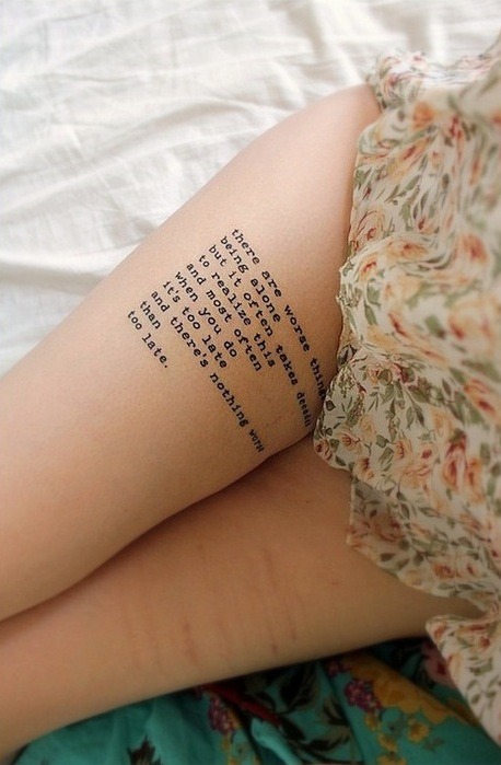 Quote Tattoos On Thigh