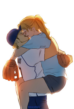I REALIZE I POST A LOT OF COUPLES SMOOCHIN ON THIS BLOG BUT HERE HAVE SOME MORE! ADS AU where the coach and jean’s mum are college sweethearts and they like to play catch on lazy afternoons and kiss a whole lot! Happy Birthday quartetship !!! &lt;3
