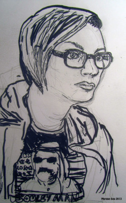 Raphaёle Frigon, Pencil and Marker Drawings, January 2nd, 2013. Starting a new project for Fun-a-Day! Drawing people I love. :)
